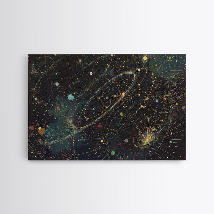 Cosmic Planetary Orbit Map Canvas Print, Abstract Wall Art, Modern Office Decor, Celestial Space Poster, Unique Home Decor