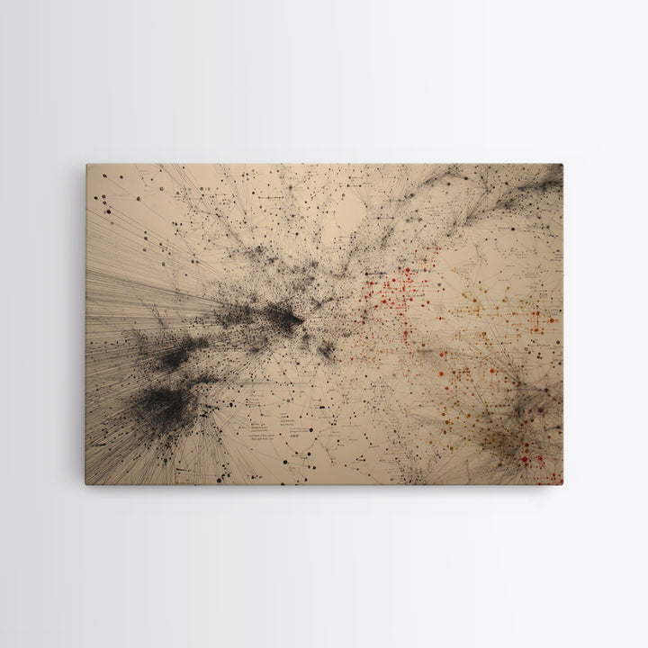 Beige Network Constellation Abstract Canvas Print, Modern Art, Digital Wall Art, Minimalist Office Decor, Unique Wall Decor