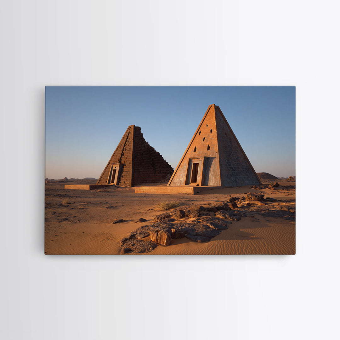Nubian Desert Pyramids Photo Canvas Print African Landscape Wall Art Ancient African Art Decor Sudan Travel Poster Gift For Him