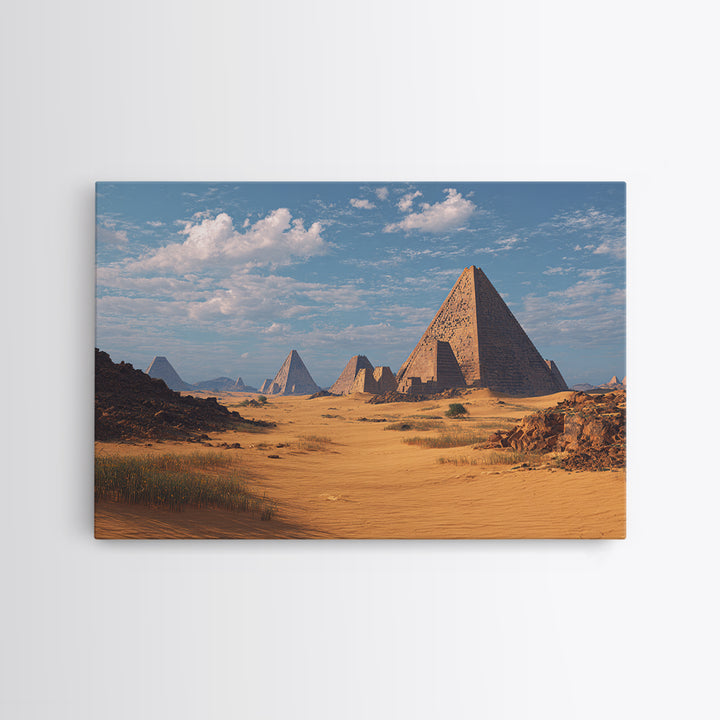 Wide Desert Pyramid Panorama Wall Art, African Egyptian Art, Ancient African Art Print, Safari Decor, Statement Wall Decor