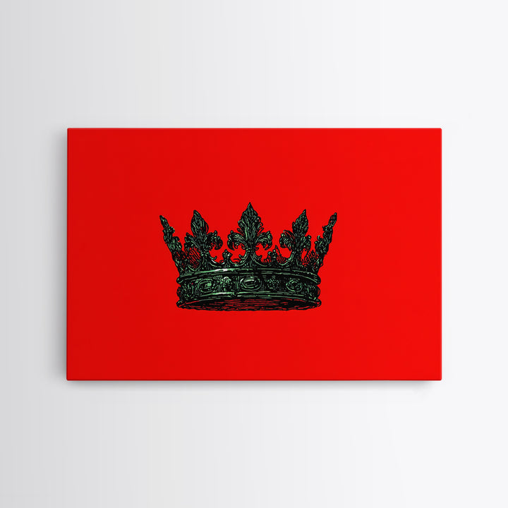 Black Crown On Red Background Wall Art, African Queen Decor, Royal Afrocentric Print, Bold Modern Black Culture Art, Statement Wall Decor