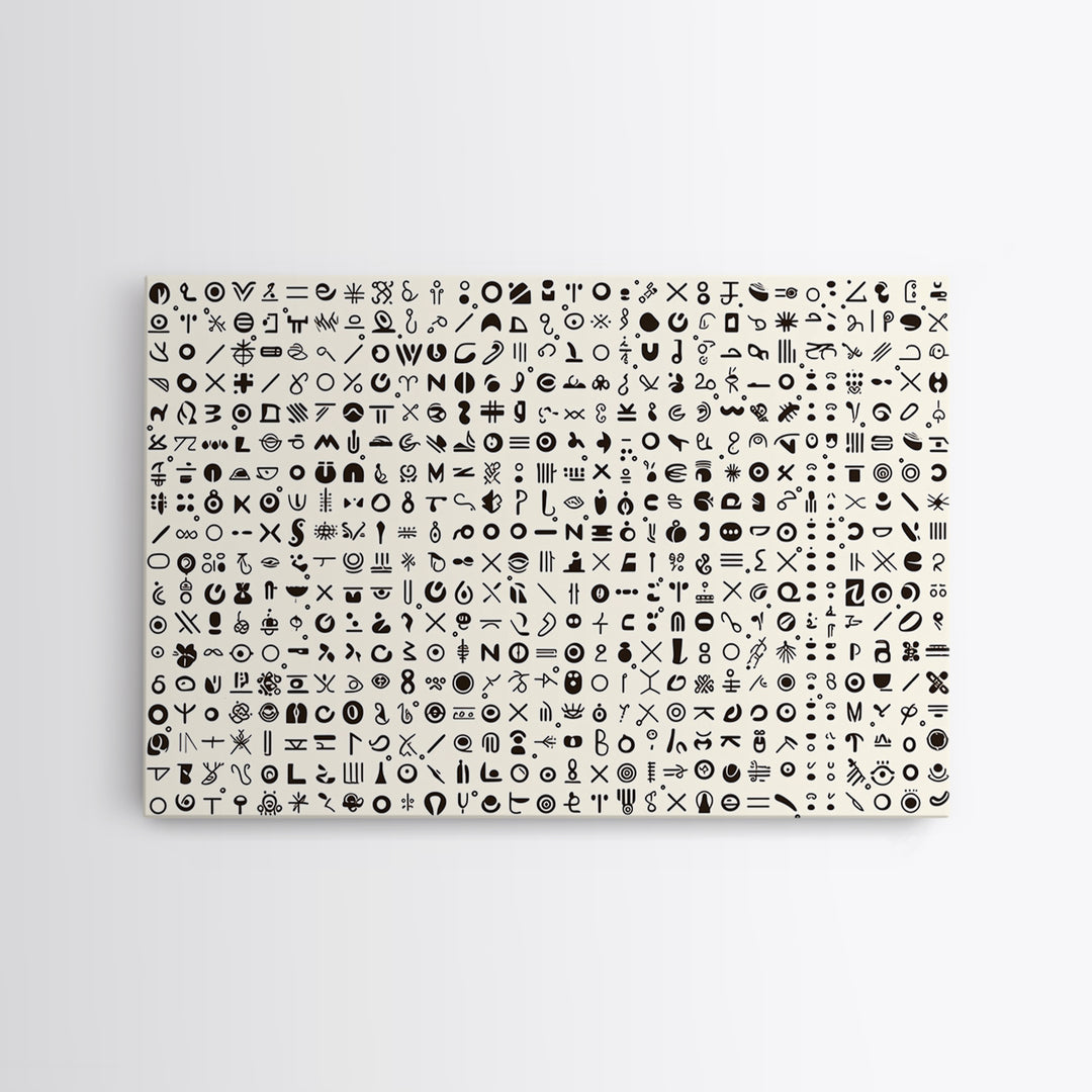 Adinkra Inspired Black Symbol Grid Wall Art, African Print Decor, Minimalist Tribal Pattern, Cultural Gallery Wall Art, Home Decor