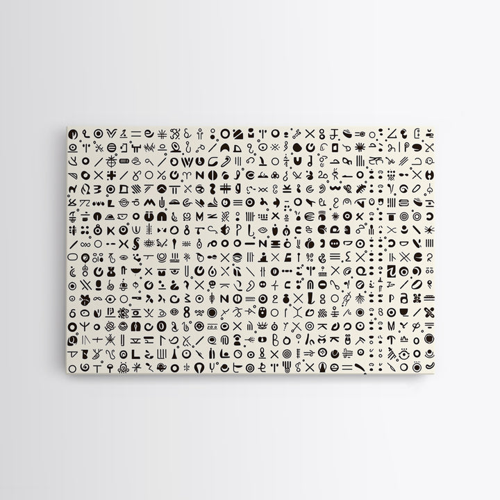 Adinkra Inspired Black Symbol Grid Wall Art, African Print Decor, Minimalist Tribal Pattern, Cultural Gallery Wall Art, Home Decor