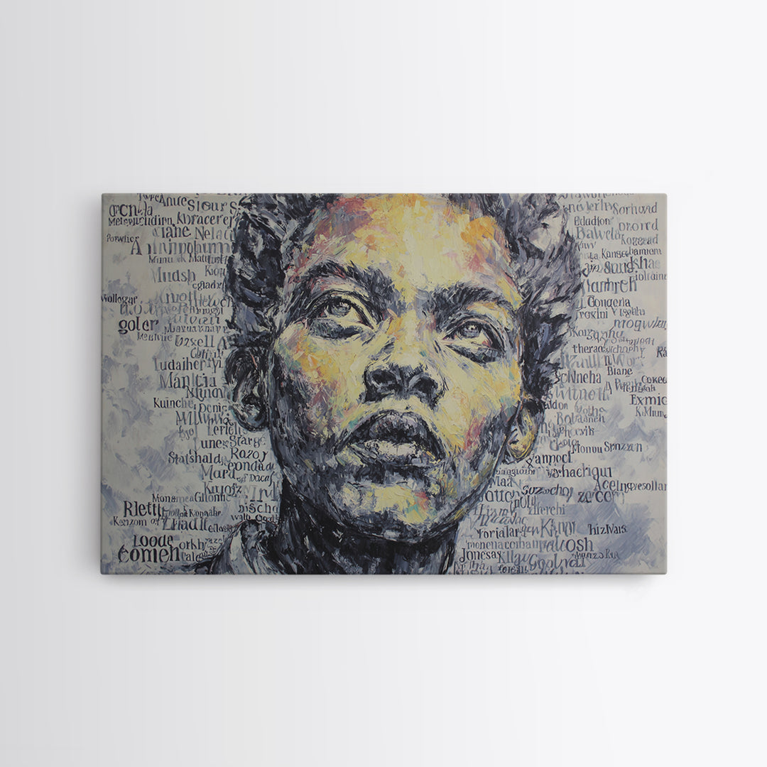 Textured Black Woman Portrait With Words Wall Art, African American Art, Melanin Print, Empowerment Gift, Modern Home Decor