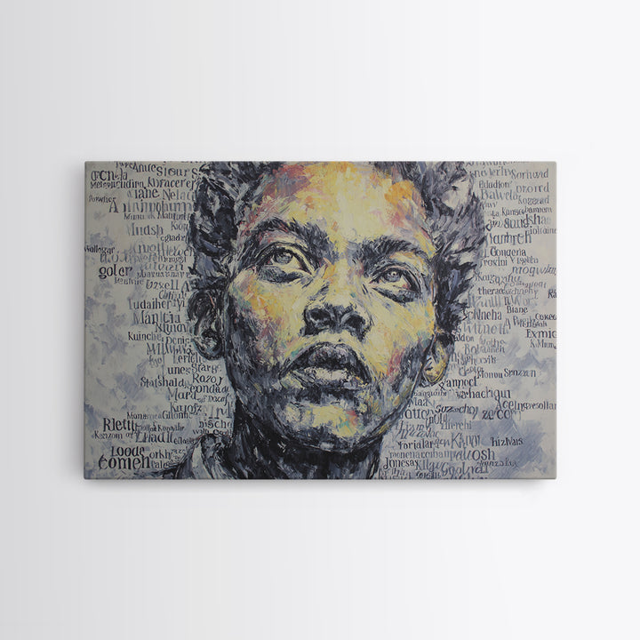 Textured Black Woman Portrait With Words Wall Art, African American Art, Melanin Print, Empowerment Gift, Modern Home Decor