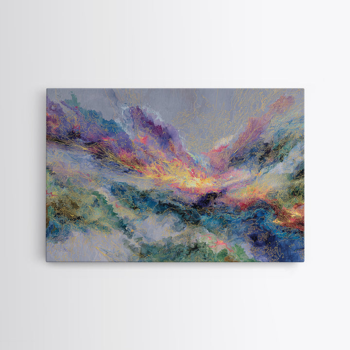 Colorful Abstract Mountain Light Canvas Print, African Art Abstract, Modern Wall Art, Luxury Home Decor, Textured Painting