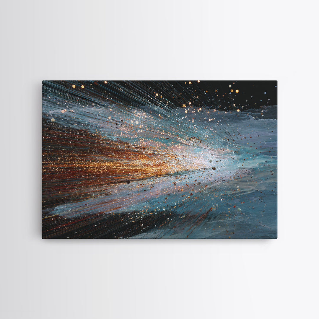 Blue Orange Energy Wave Abstract, Dynamic Motion Wall Art, Modern Office Decor, Contemporary Canvas Print Gift For Him Artwork