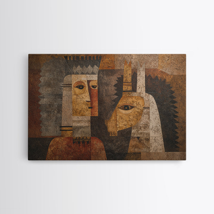 Cubist African Queen Portrait Wall Art, African Woman Art Print, Black Goddess Artwork, Ethnic Modern Home Decor Gift For Her