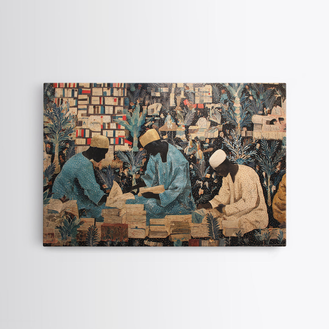 African Scholars Library Wall Art, Black Culture Art Print, Afrocentric Collage Poster, Intellectual Home Decor Gift Idea