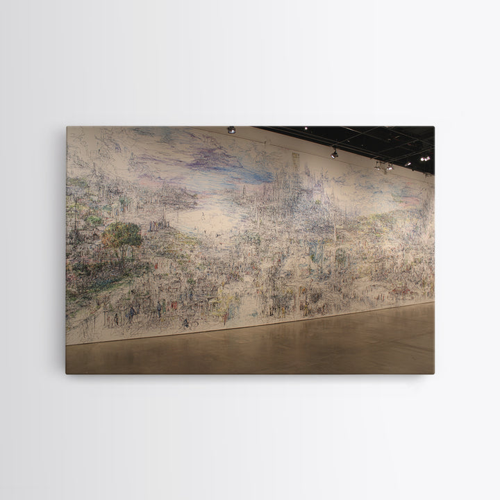 Panoramic Abstract City Mural Wall Art, Contemporary Canvas Print, Large Gallery Wall Decor, Modern Office Statement Piece