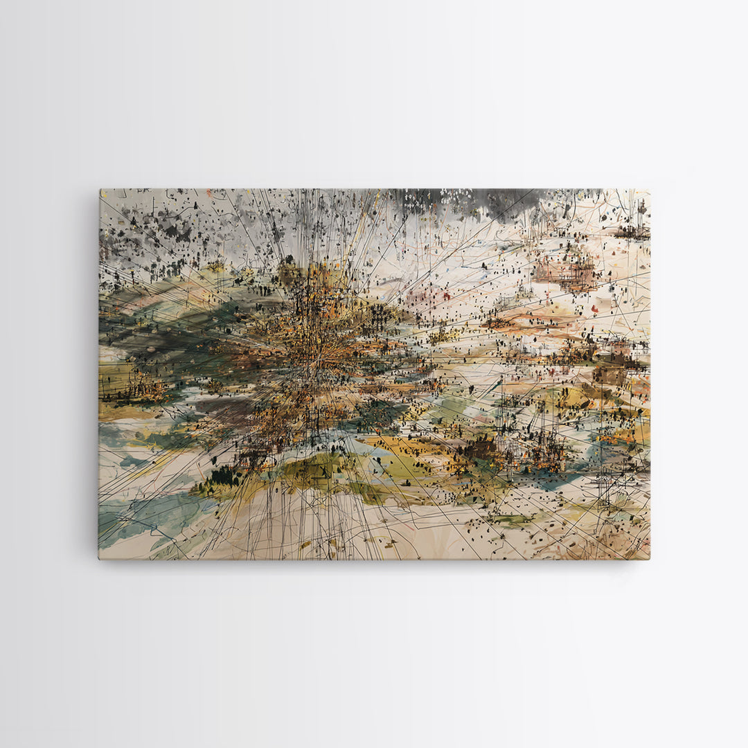 Abstract City Grid In Earth Tones Wall Art, Modern African Inspired Map Print, Contemporary Office Decor Canvas For Living Room