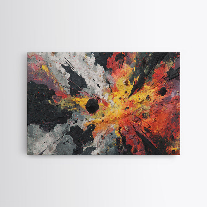 Explosive Red Gold Black Abstract Canvas Print, Bold Modern Art, Statement Wall Decor For Living Room Or Office Home Decor Gift