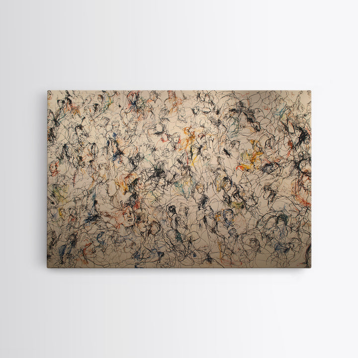 Expressive Crowd Line Drawing, Abstract Wall Art, Contemporary Canvas Print, Minimalist Sketch Decor, Gallery Home Decor Gift