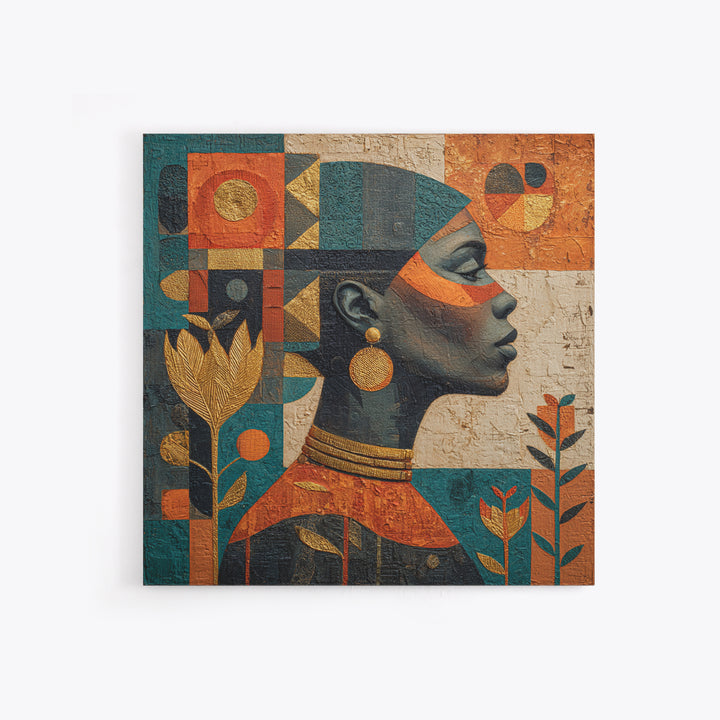 African Goddess Emerging from Botanical Forms and Canvas Print, African Inspired Art, Removable Wallpaper, Living Room Decor, AIA-1x1-39