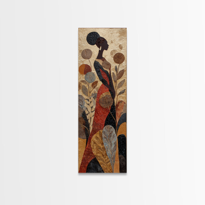 African Goddess Emerging from Botanical Forms and Canvas Print, African Inspired Art, Bedroom Wall Decor, Living Room Decor, AIA-1x3-51