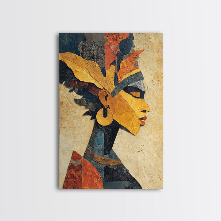 African Goddess Emerging from Botanical Forms and Canvas Print, African Inspired Art, Digital Art Prints, Living Room Decor, AIA-2x3-95