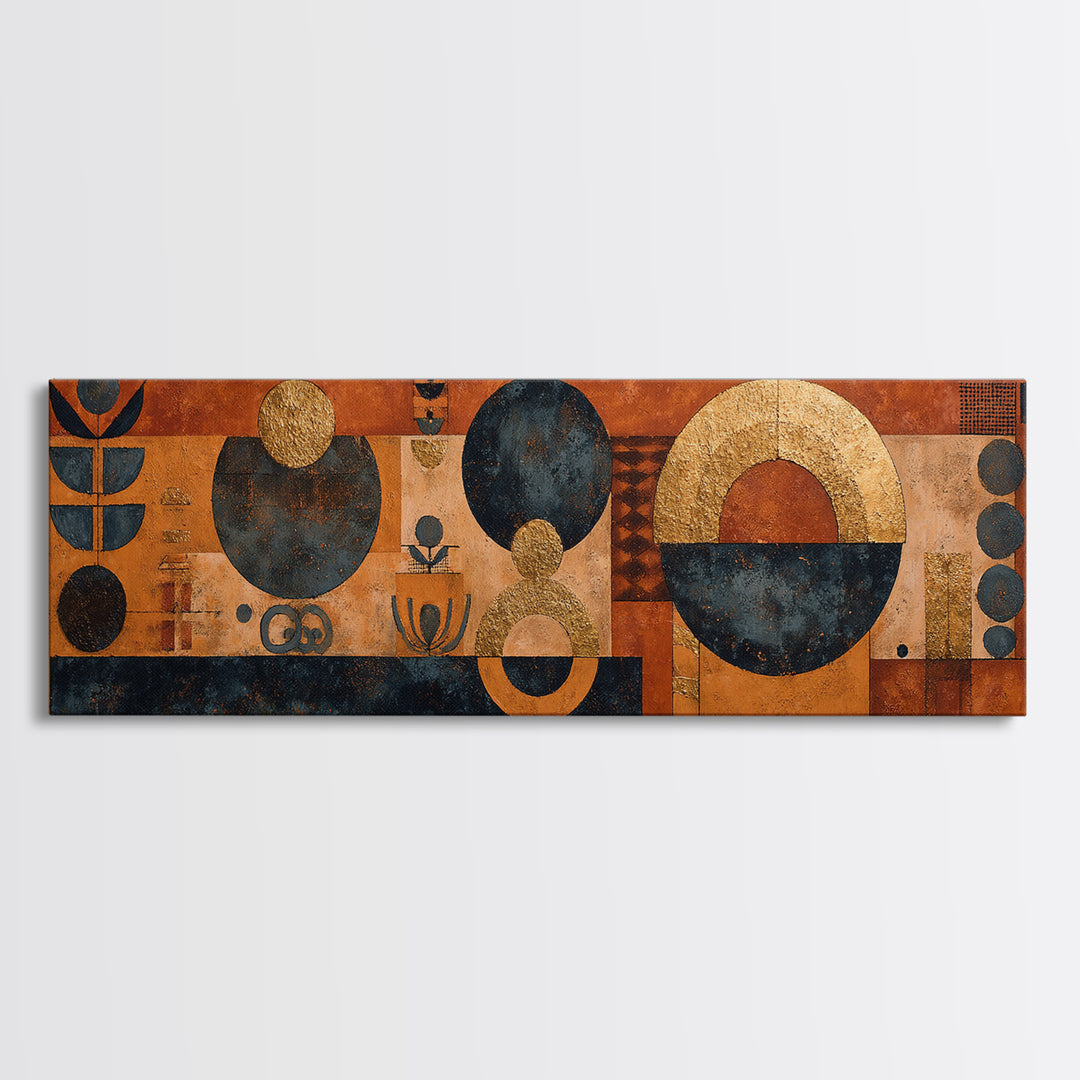 Mud Cloth Geometric Abstraction Canvas Print, African Inspired Art, Statement Artwork, Living Room Decor, Abstract Art, AIA-3x1-19