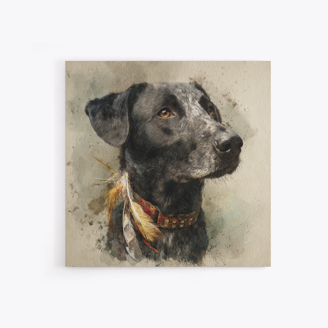 Dog Portrait with Painterly Collar and Loyal Canvas Print, Animal Art, Modern Wall Art, Living Room Decor, Fine Art, Creature, ANI-1x1-13