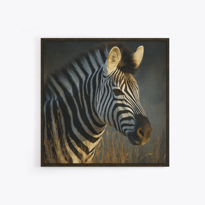 Zebra Portrait with Bold Graphic Stripe Pattern Canvas Print, Animal Art, Nursery Art, Living Room Decor, Fine Art, Creature, ANI-1x1-17