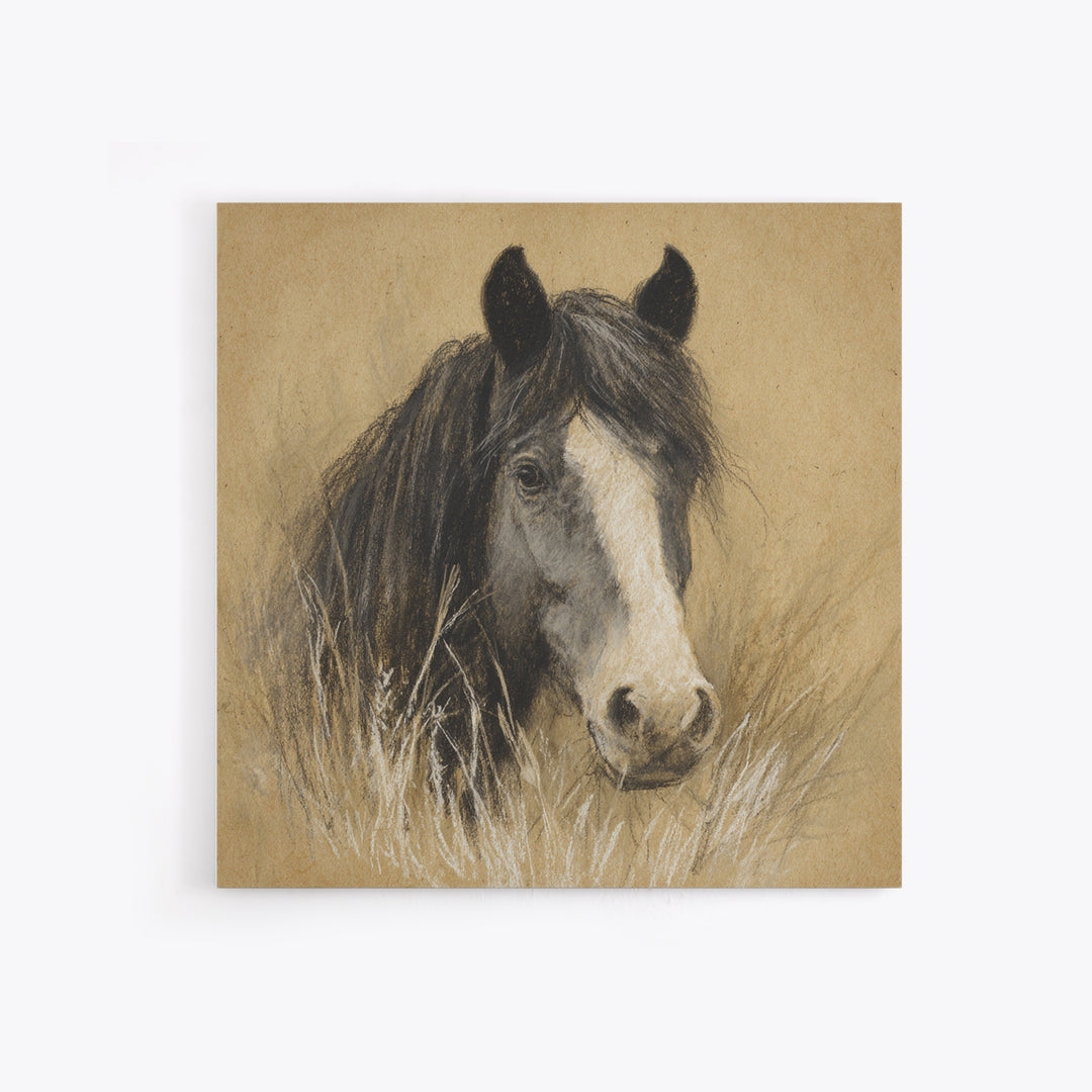 Majestic Horse Head Framed Canvas Print, Animal Art, Nursery Wall Art, Living Room Decor, Fine Art, Creature, Trendy Wall Art, ANI-1x1-27
