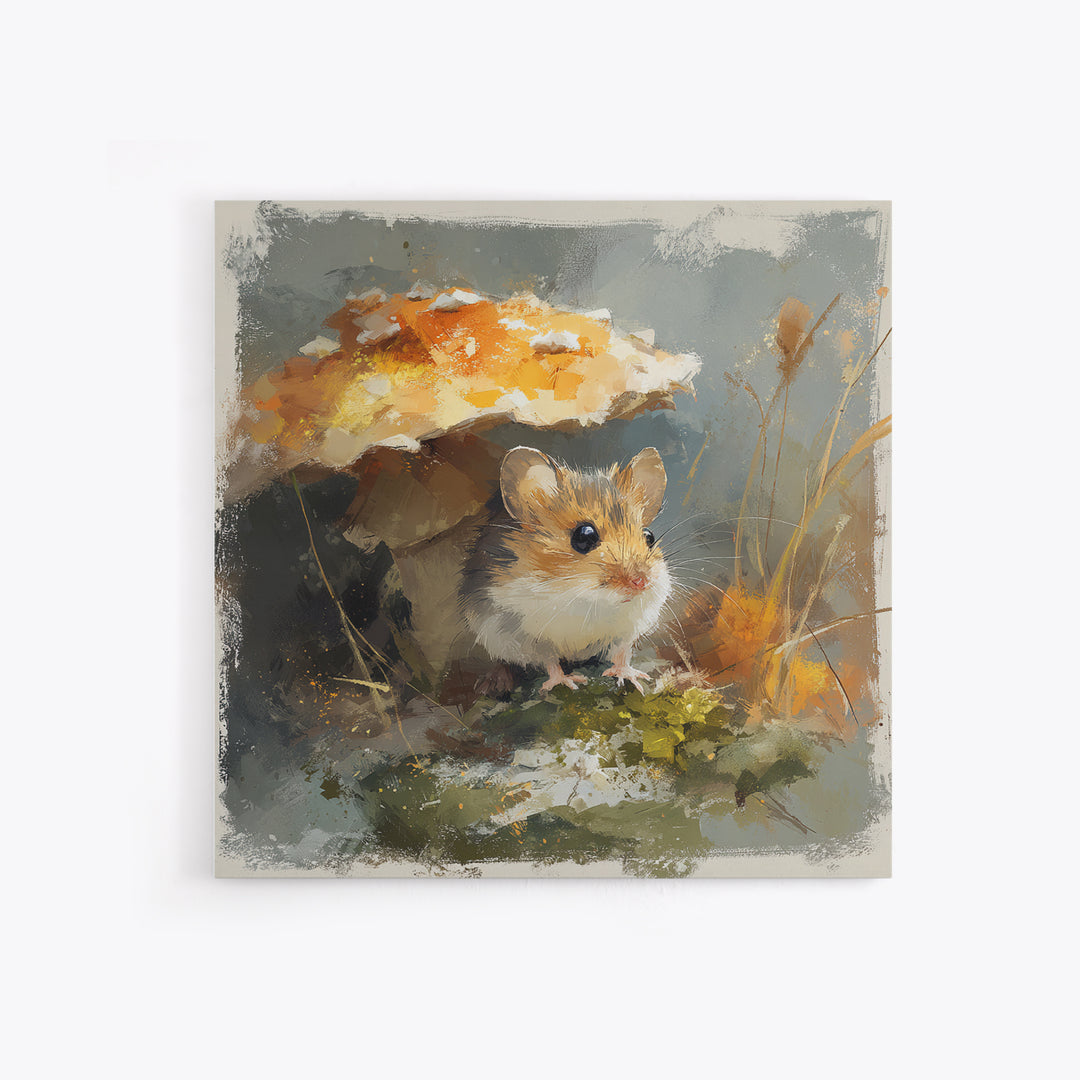 Tiny Field Mouse Framed Canvas Print, Animal Art, Cat Art, Living Room Decor, Watercolor Art, Creature, Art Print, ANI-1x1-34