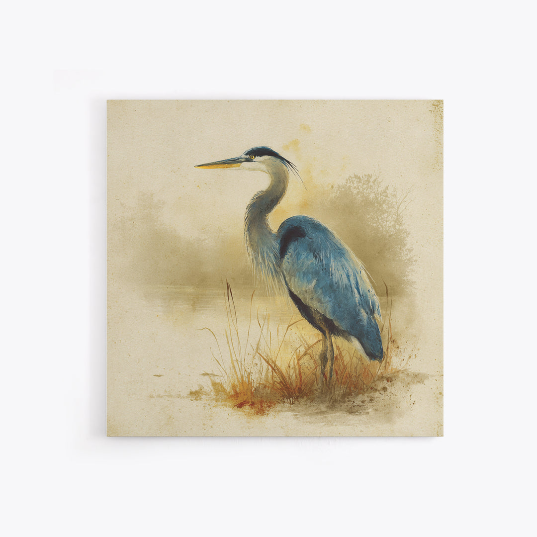 Blue Heron Standing Canvas Print, Animal Art, Printable Art, Living Room Decor, Fine Art, Creature, Downloadable Art, ANI-1x1-35