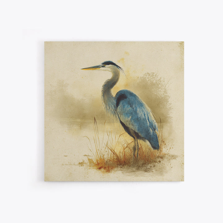 Blue Heron Standing Canvas Print, Animal Art, Printable Art, Living Room Decor, Fine Art, Creature, Downloadable Art, ANI-1x1-35