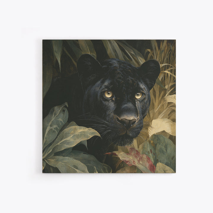 Dramatic Black Panther Emerging from Deep Jungle Canvas Print, Animal Art, Nursery Art, Living Room Decor, Oil Painting, ANI-1x1-54