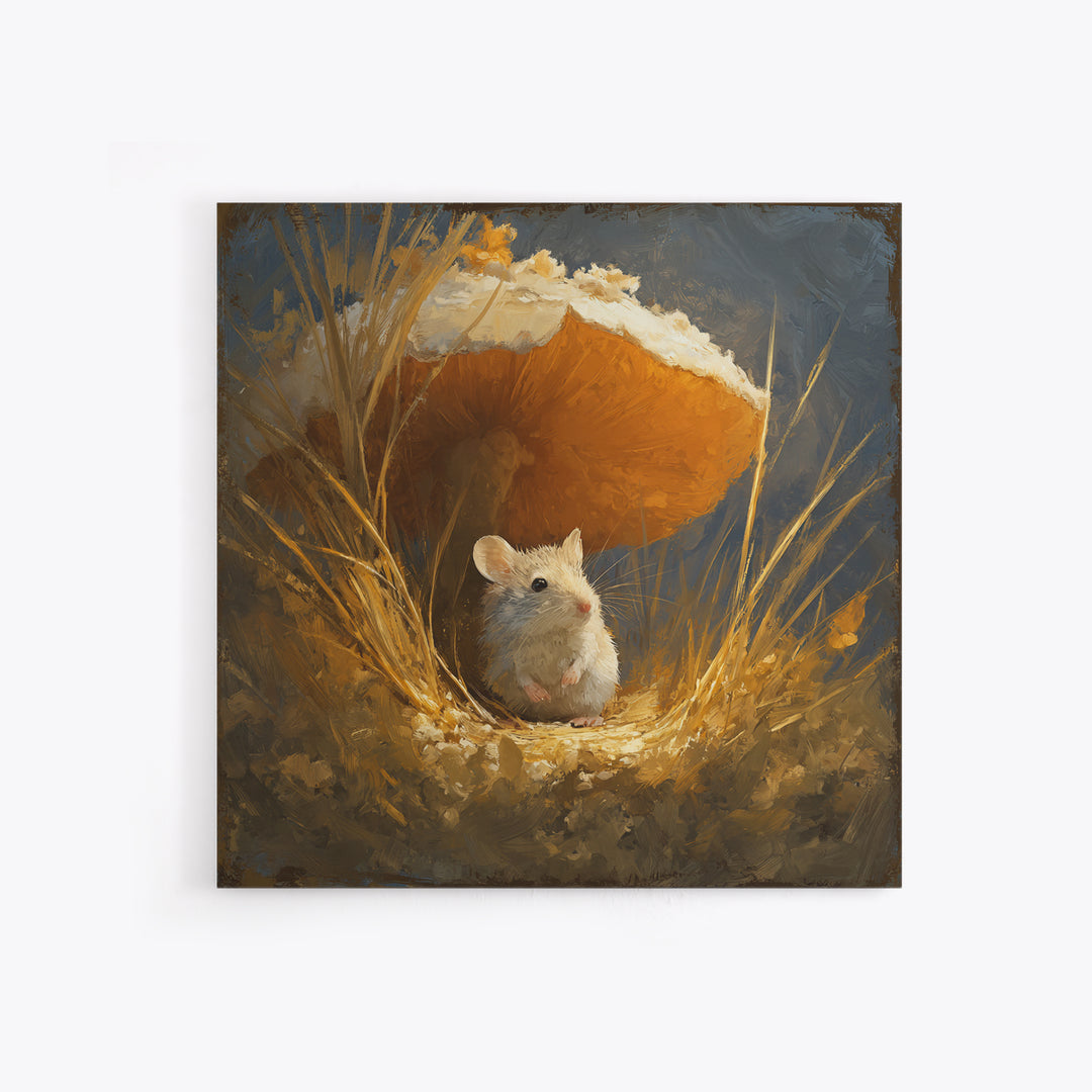 Tiny Field Mouse Framed Canvas Print, Animal Art, Cat Art, Living Room Decor, Watercolor Art, Creature, Art Print, ANI-1x1-58