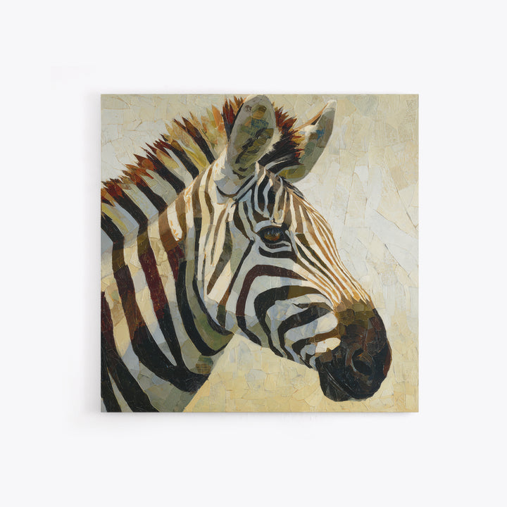 Zebra Portrait with Bold Graphic Stripe Pattern Framed Canvas Print, Animal Art, Gallery Decor, Living Room Decor, Creature, ANI-1x1-65