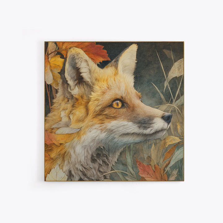 Dignified Fox Portrait Framed Canvas Print, Animal Art, Art Print, Living Room Decor, Fine Art, Creature, Digital Art, ANI-1x1-73