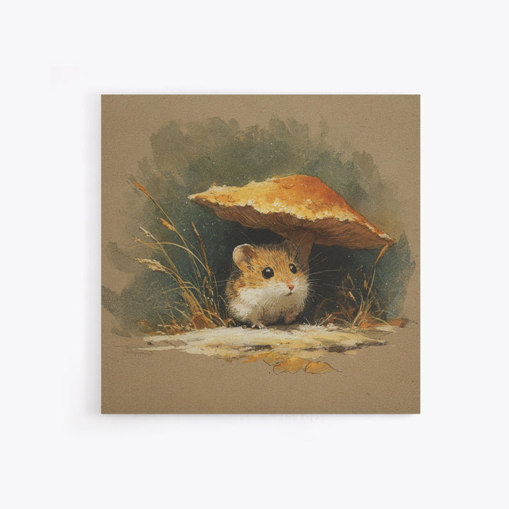 Tiny Field Mouse Canvas Print, Animal Art, Neutral Decor, Living Room Decor, Oil Painting, Creature, Wall Art, Home Decor, ANI-1x1-82
