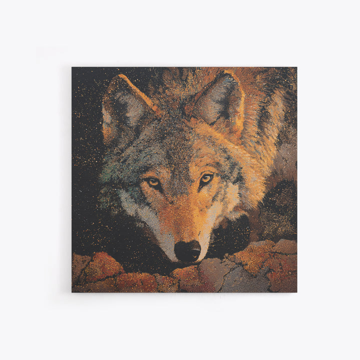 Wolf Silhouette Beneath a Star Filled Sky Canvas Print, Animal Art, Colorful Wall Art, Living Room Decor, Fine Art, Creature, ANI-1x1-94