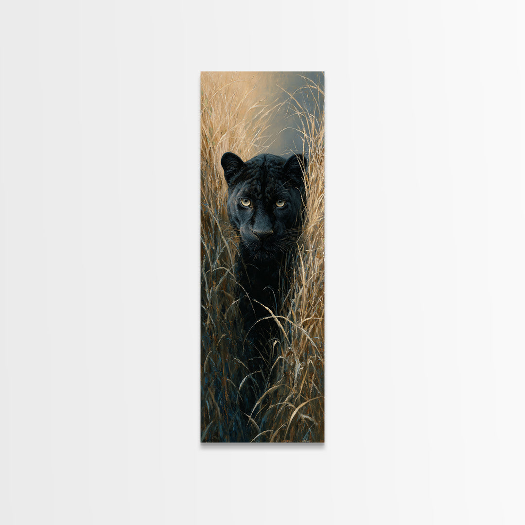 Dramatic Black Panther Emerging from Deep Jungle Canvas Print, Animal Art, Safari Nursery Decor, Living Room Decor, Creature, ANI-1x3-18