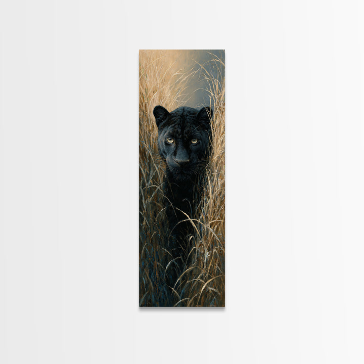 Dramatic Black Panther Emerging from Deep Jungle Canvas Print, Animal Art, Safari Nursery Decor, Living Room Decor, Creature, ANI-1x3-18