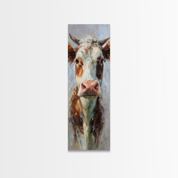 Gentle Cow Portrait Framed Canvas Print, Animal Art, Art, Living Room Decor, Fine Art, Creature, Original Art, Nursery Wall Art, ANI-1x3-19
