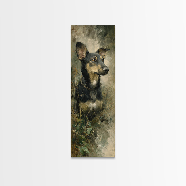 Dog Portrait with Painterly Collar and Loyal Canvas Print, Animal Art, Wall Decor, Living Room Decor, Oil Painting, Creature, ANI-1x3-25