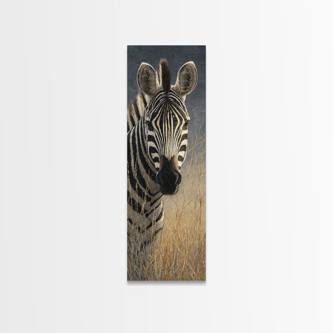 Zebra Portrait with Bold Graphic Stripe Pattern Canvas Print, Animal Art, Safari Nursery Decor, Living Room Decor, Creature, ANI-1x3-5