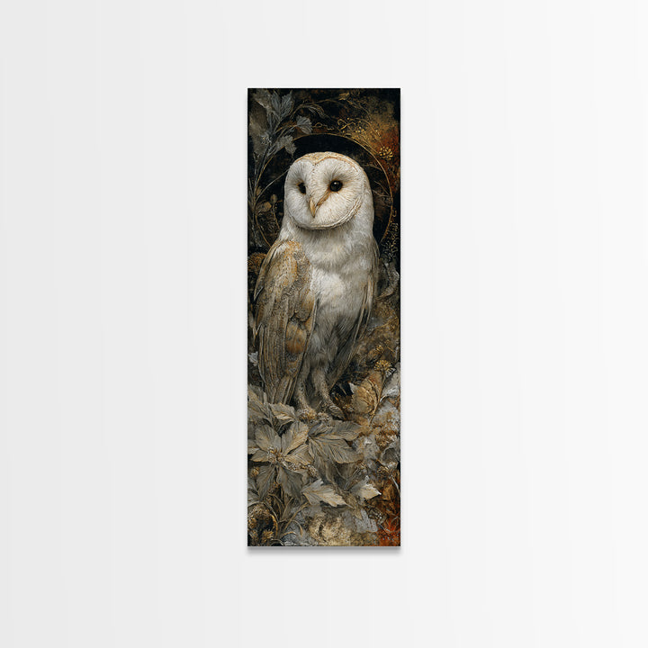 Owl with Moonlit Feathers and Celestial Accents Canvas Print, Animal Art, Nursery Wall Art, Living Room Decor, Abstract Art, ANI-1x3-51