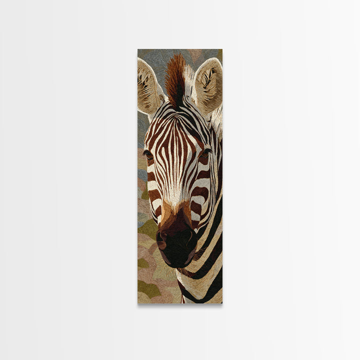 Zebra Portrait with Bold Graphic Stripe Pattern Framed Canvas Print, Animal Art, Modern Decor, Living Room Decor, Creature, ANI-1x3-53
