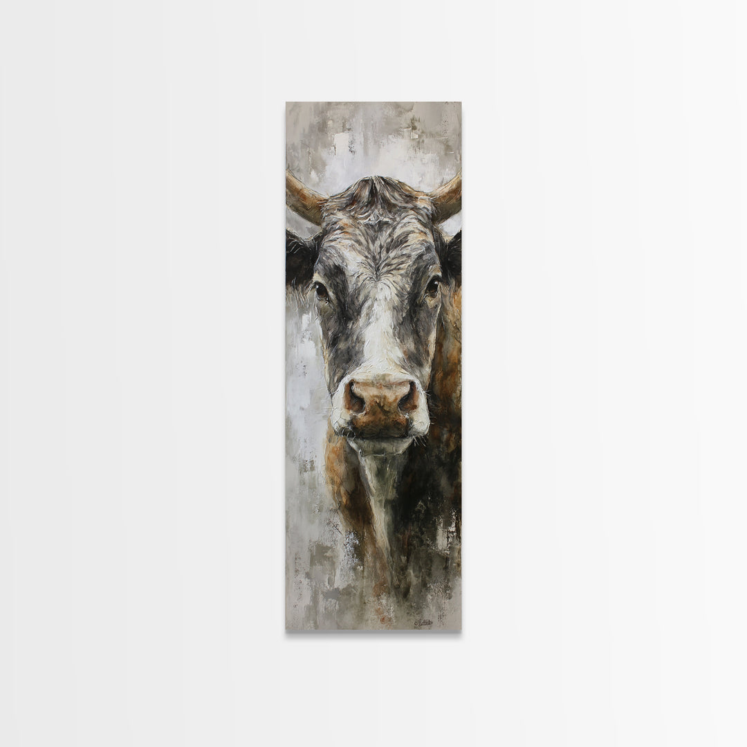 Gentle Cow Portrait Canvas Print, Animal Art, Farmhouse Decor, Living Room Decor, Creature, Neutral Decor, Modern Decor, ANI-1x3-67