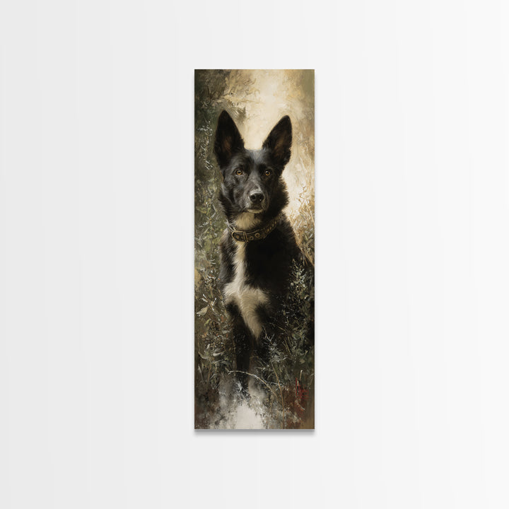 Dog Portrait with Painterly Collar and Loyal Canvas Print, Animal Art, Digital Prints, Living Room Decor, Fine Art, Creature, ANI-1x3-73