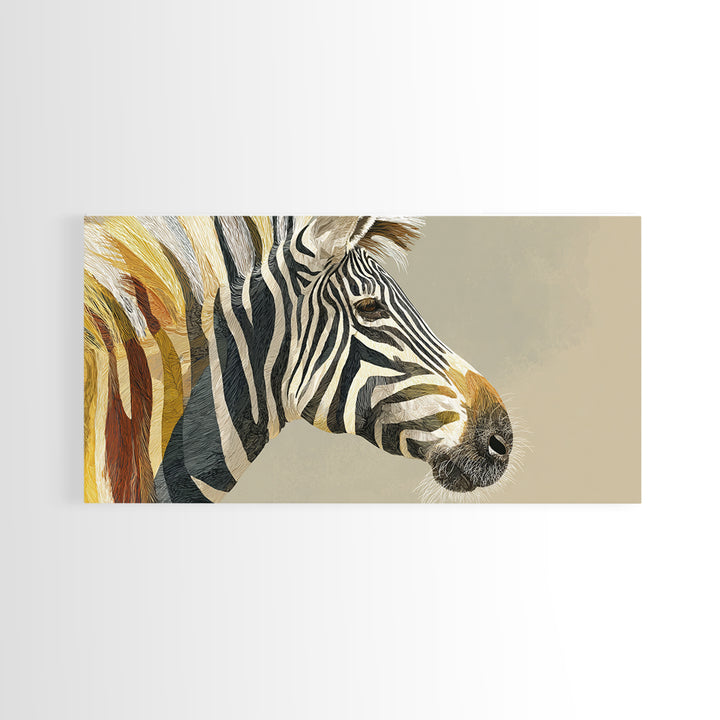 Zebra Portrait with Bold Graphic Stripe Pattern Canvas Print, Animal Art, Minimalist Decor, Living Room Decor, Creature, ANI-2x1-13