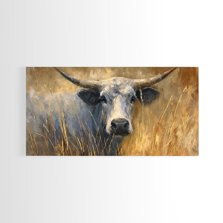 Gentle Cow Portrait Framed Canvas Print, Animal Art, Fine Art Print, Living Room Decor, Fine Art, Creature, Wall Decor, ANI-2x1-27