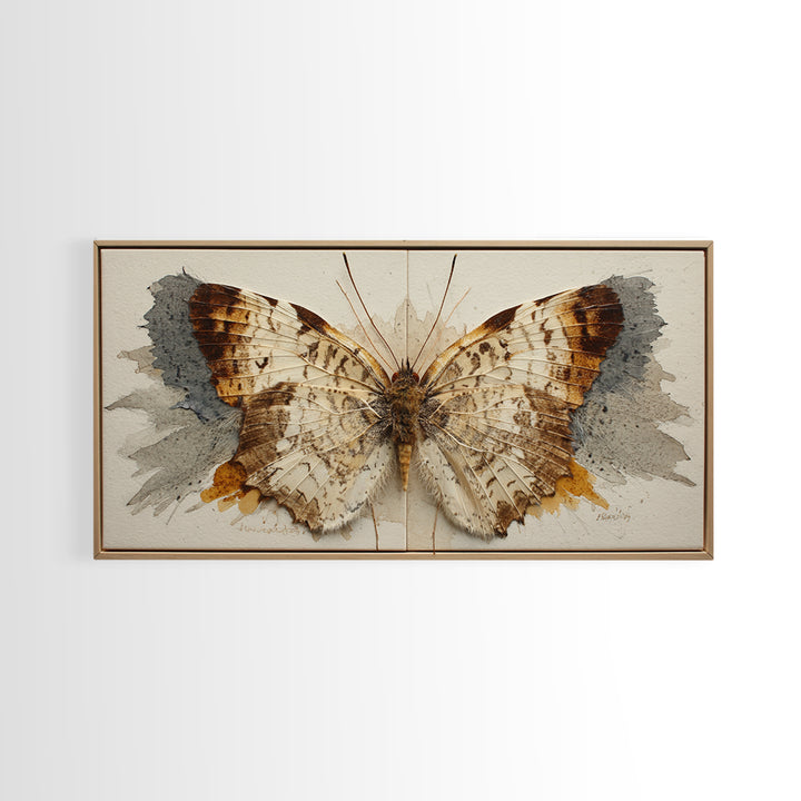 Butterfly Specimen Composition Framed Canvas Print, Animal Art, Digital Prints, Living Room Decor, Fine Art, Creature, ANI-2x1-43