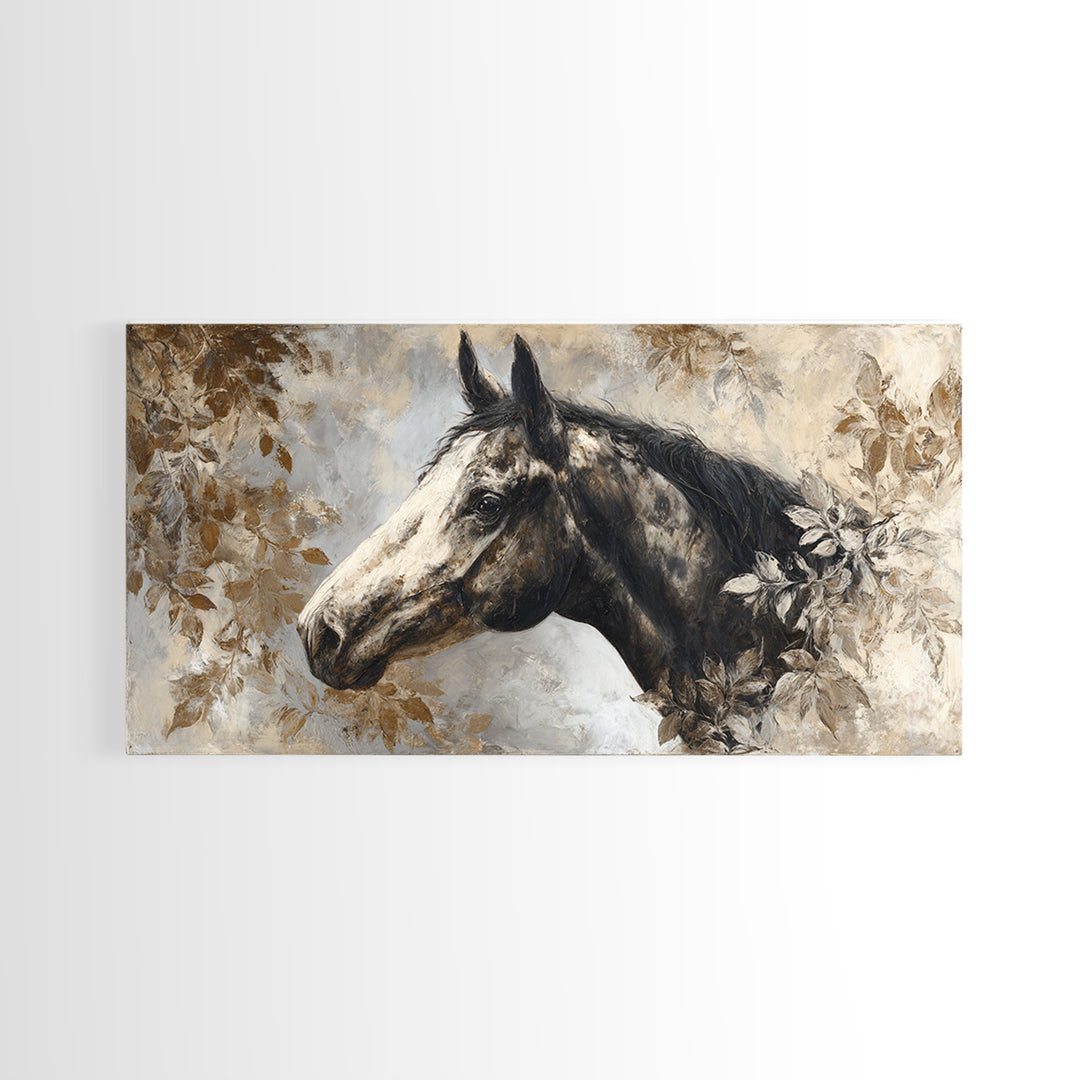 Majestic Horse Head Canvas Print, Animal Art, Digital Wall Art, Living Room Decor, Oil Painting, Creature, Modern Wall Art, ANI-2x1-47