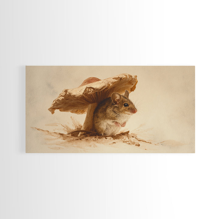 Tiny Field Mouse Canvas Print, Animal Art, Contemporary Art, Living Room Decor, Fine Art, Creature, Digital Wall Art, ANI-2x1-54