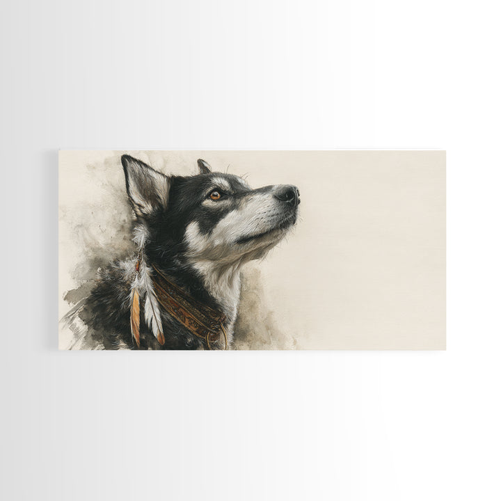 Dog Portrait with Painterly Collar and Loyal Canvas Print, Animal Art, Wall Decor, Living Room Decor, Oil Painting, Creature, ANI-2x1-57