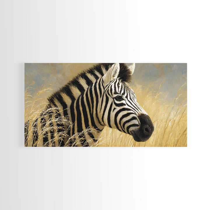 Zebra Portrait with Bold Graphic Stripe Pattern Canvas Print, Animal Art, Decor, Living Room Decor, Fine Art, Creature, ANI-2x1-61
