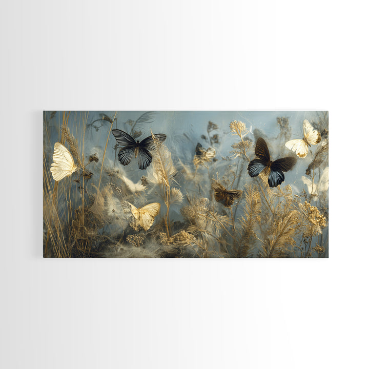 Butterfly Specimen Composition Framed Canvas Print, Animal Art, Trendy Wall Art, Living Room Decor, Fine Art, Creature, ANI-2x1-67